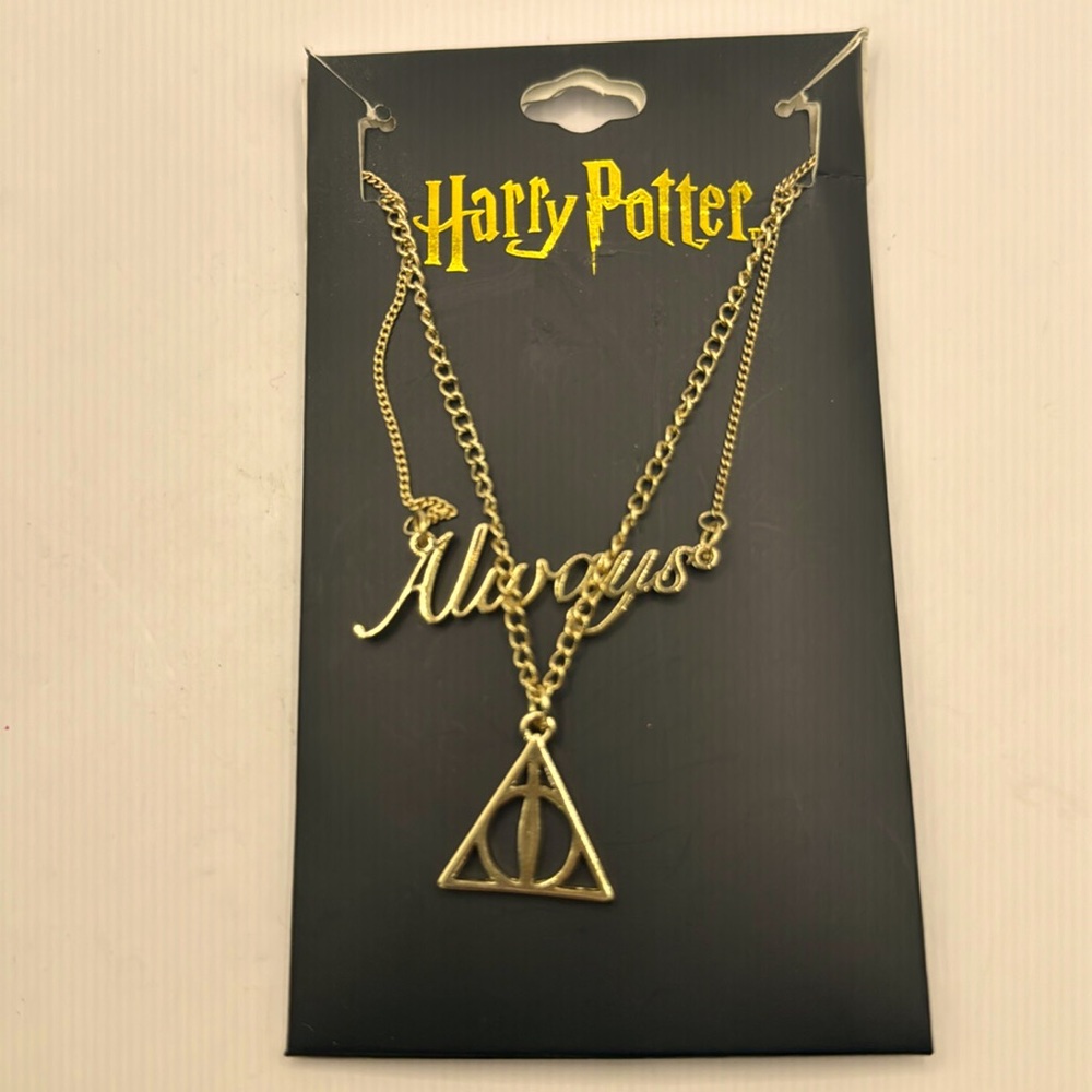 HARRY POTTER Bioworld Hogwarts House Necklace Set-Deathly Hollows and Always